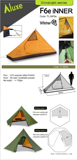 Luxe Outdoor F6e Inner -Hilleber Camping Magasin luxe outdoor inner f6e